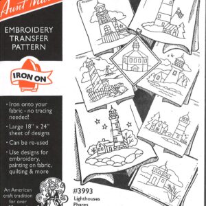 Aunt Martha's Lighthouses 3993 embroidery iron on pattern