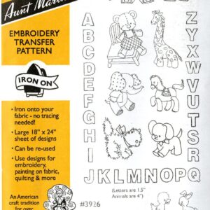 Aunt Martha's Kid's Letter Sampler 3926 embroidery iron on pattern
