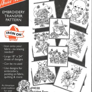 Aunt Martha's Buzzing Bees 4038 embroidery iron on pattern