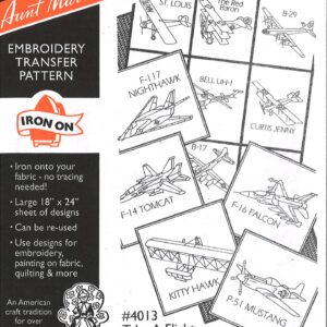 Aunt Martha's Take a Flight 4013 embroidery iron on pattern