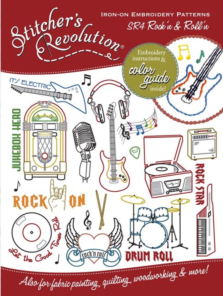 Stitchers Revolution Rock'n And Roll'n SR04 embroidery iron on pattern