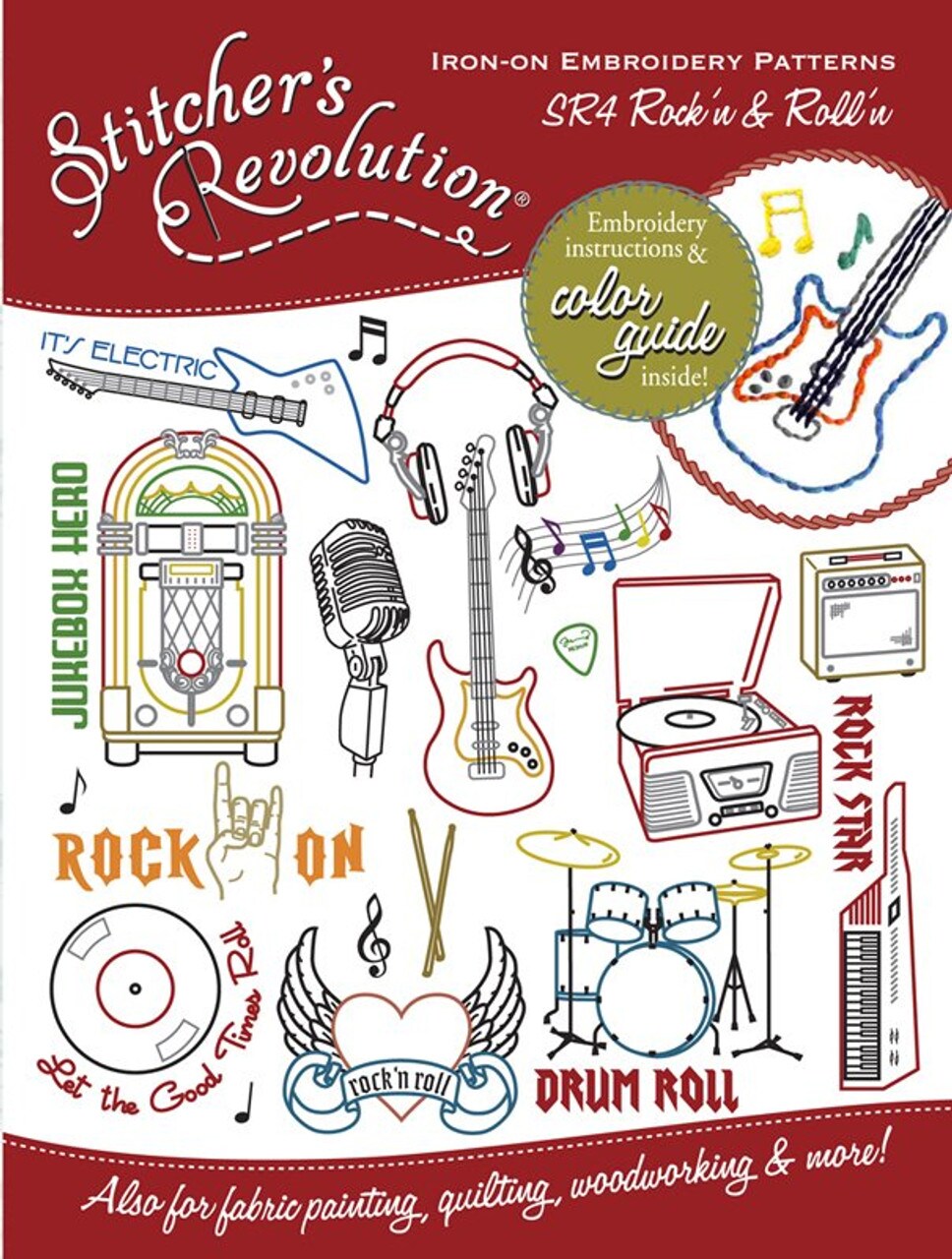 Stitchers Revolution Rock'n And Roll'n SR04 embroidery iron on pattern