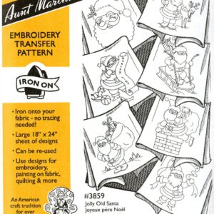 Aunt Martha's Jolly Ole Santa 3859 embroidery iron on pattern