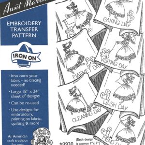 Aunt Martha's Colonial Girl and Puppy 3930 embroidery iron on pattern