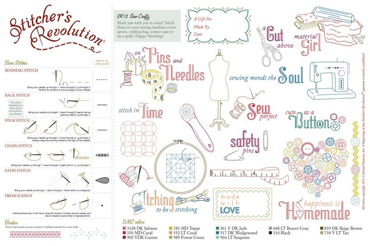 Stitcher's Revolution Sew Crafty Inspirations SR12 embroidery iron on pattern - Image 3
