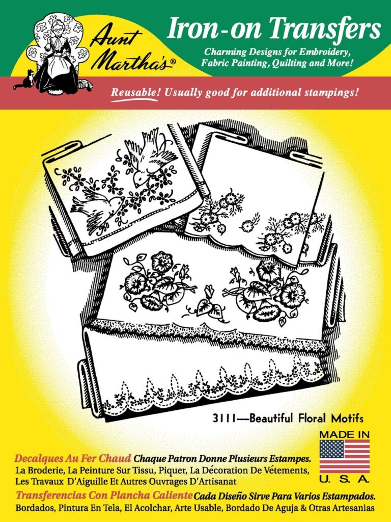 Beautiful Floral Motifs 3111 Aunt Martha's Hot Iron Embroidery Transfer Patterns