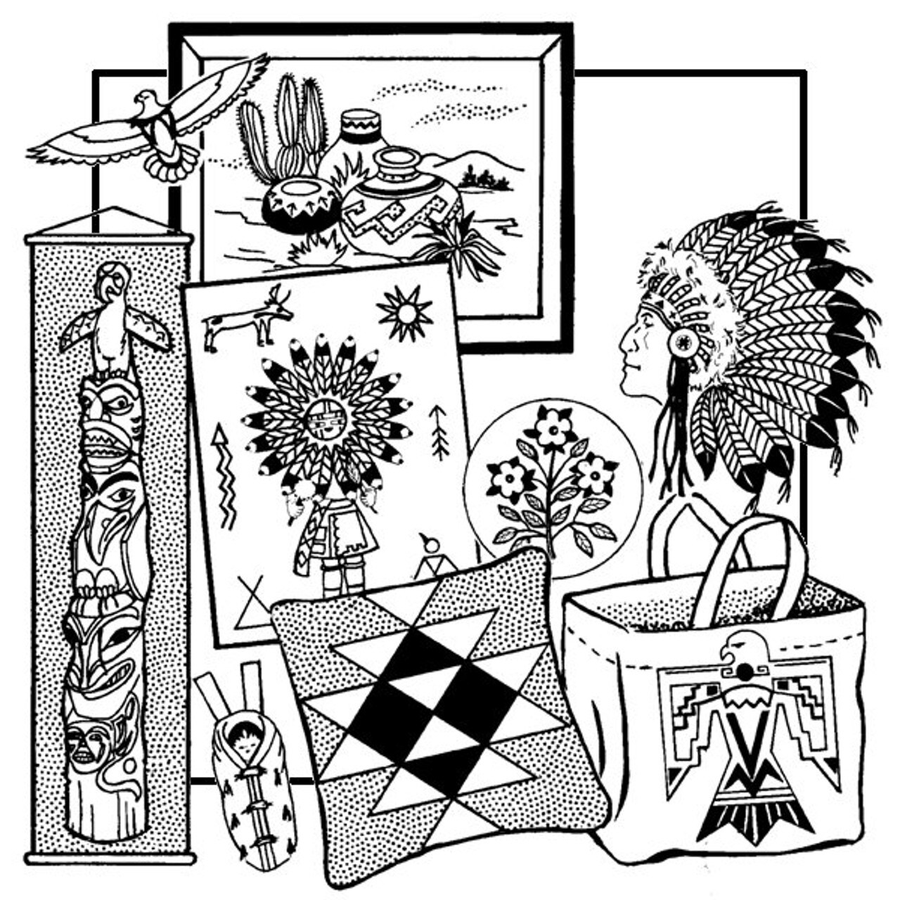 Aunt Martha's American Indian Designs 3782 embroidery iron on pattern - Image 3