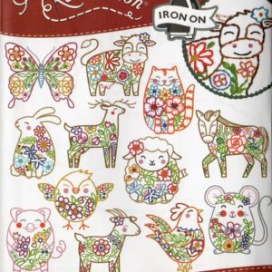 Stitcher's Revolution Floral Farm Friends SR34 embroidery iron on pattern