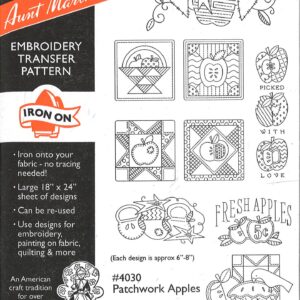 Aunt Martha's Patchwork Apples 4030 embroidery iron on pattern