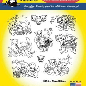 Aunt Martha's Three Kittens 3955 embroidery iron on pattern