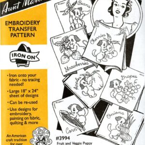 Aunt Martha's Fruit and Veggie Pup 3994 embroidery iron on pattern