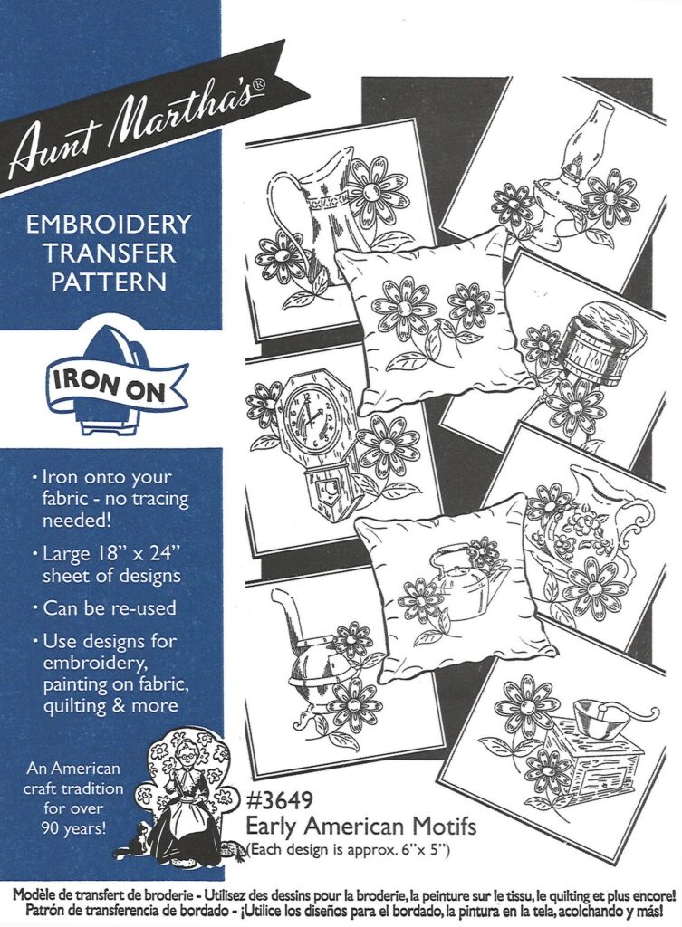 Aunt Martha's Early American Motifs 3649 embroidery iron on pattern