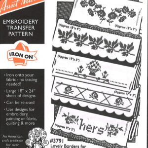 Aunt Martha's Lovely Borders for Pillow Cases 3791 embroidery iron on pattern