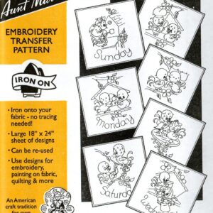 Aunt Martha's Love Birds 3971 days of the week embroidery iron pattern