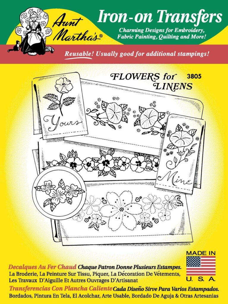 Aunt Martha's Flowers for Linens 3805 embroidery iron on pattern