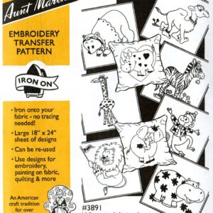Aunt Martha's Whimsical Animals 3891 embroidery iron on pattern