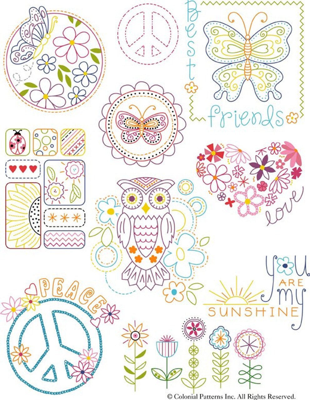 Stitcher's Revolution Flower Power SR24 embroidery iron on pattern - Image 2