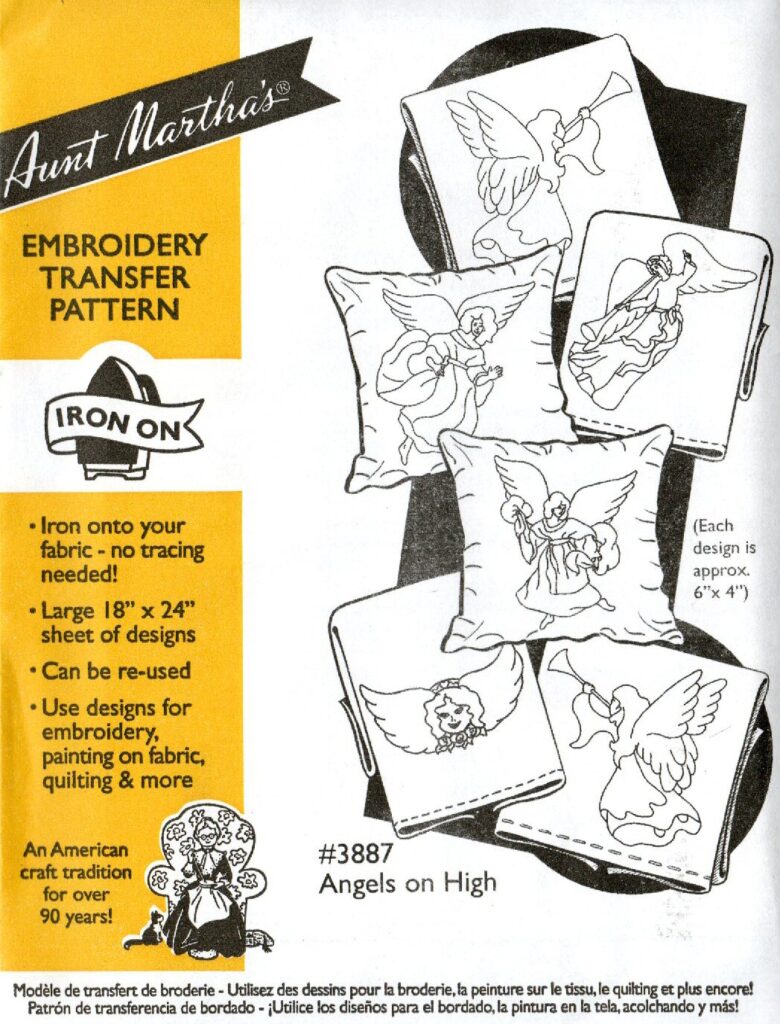 Aunt Martha's Angels on High 3887 embroidery iron on pattern