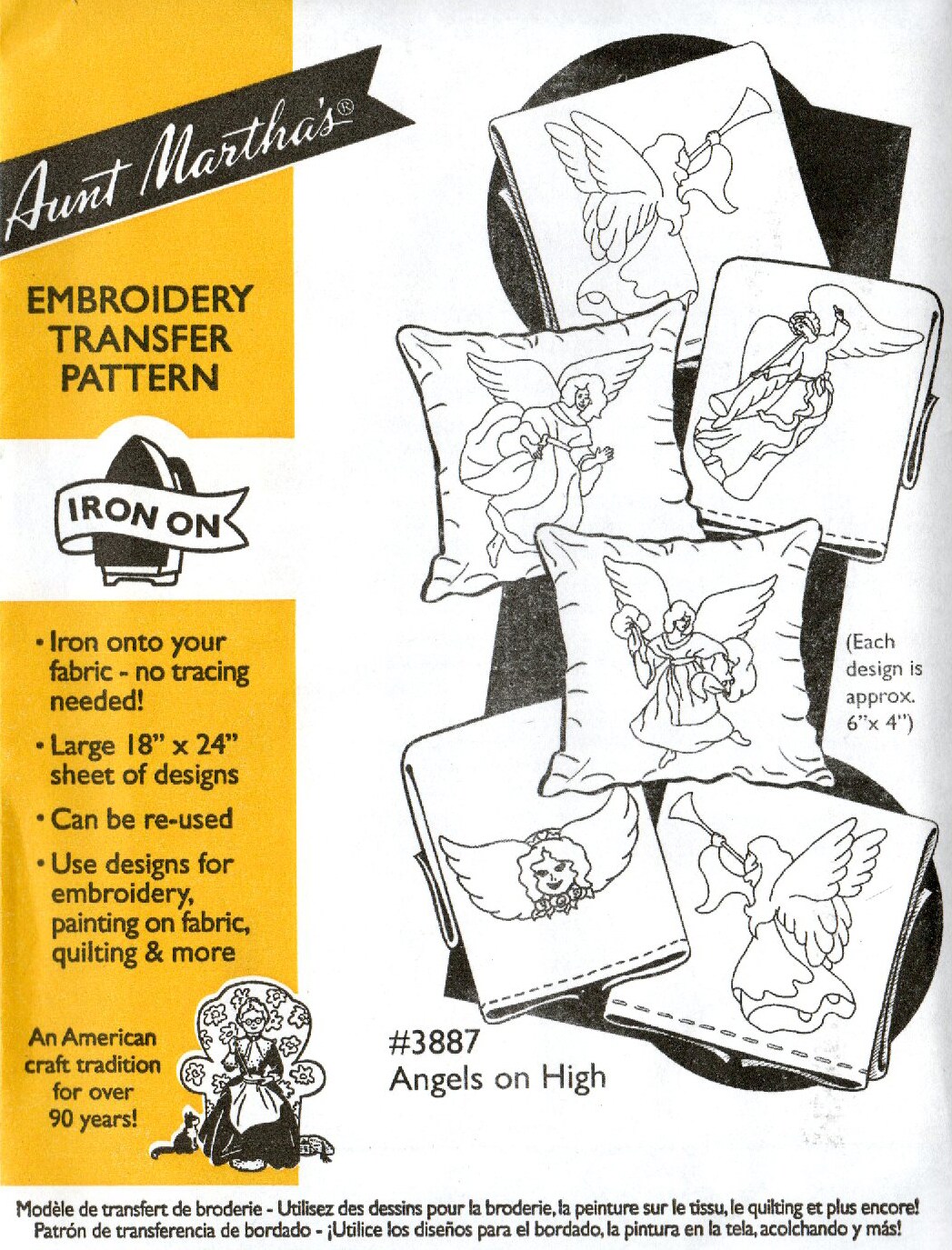 Aunt Martha's Angels on High 3887 embroidery iron on pattern