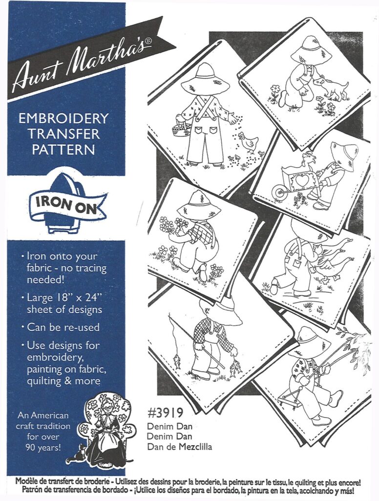 Aunt Martha's Denim Dan 3919 embroidery iron on pattern