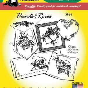 Aunt Martha's Hearts & Roses 3934 embroidery iron on pattern