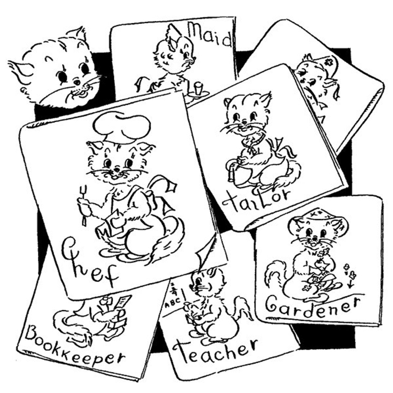 Aunt Martha's Cat of all Trades 3975 embroidery iron on pattern - Image 3