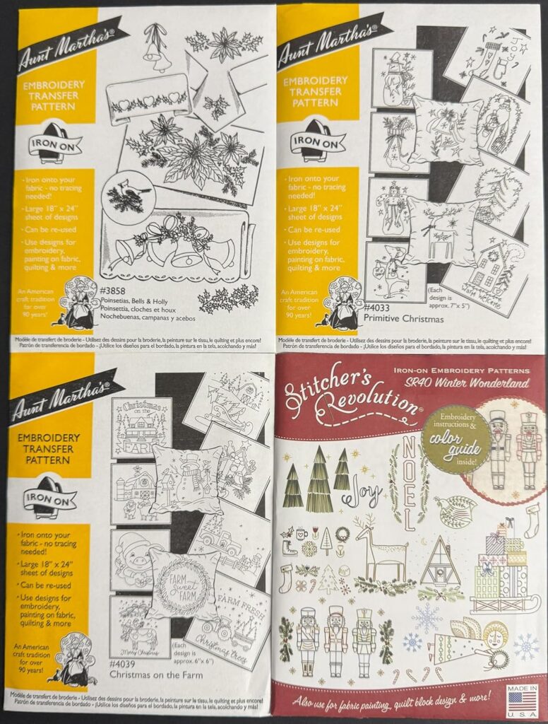 Aunt Martha's Christmas Transfer Set #2 embroidery iron on patterns set