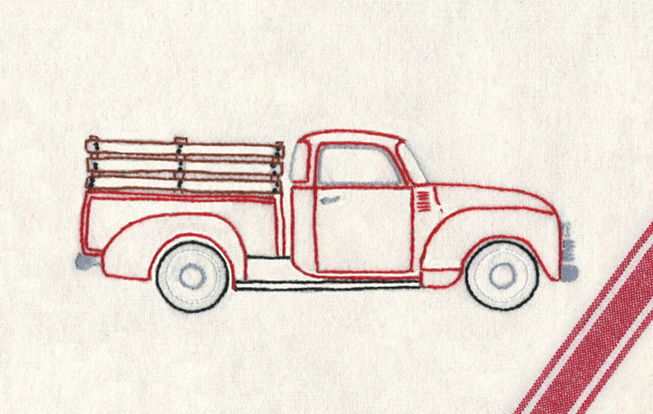 Aunt Martha's Retro Red Truck 4041 embroidery iron on pattern - Image 3