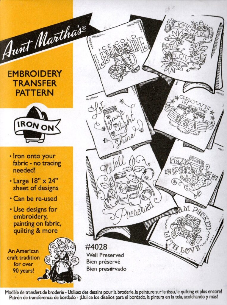 Aunt Martha's Well Preserved 4028 embroidery iron on pattern