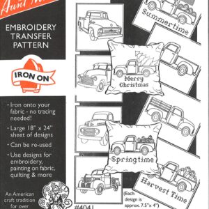 Aunt Martha's Retro Red Truck 4041 embroidery iron on pattern