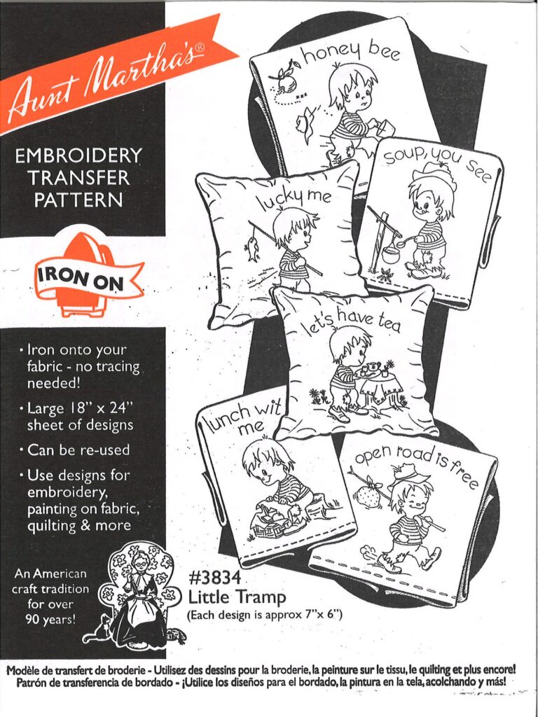 Aunt Martha's Little Tramp 3834 embroidery iron on transfer
