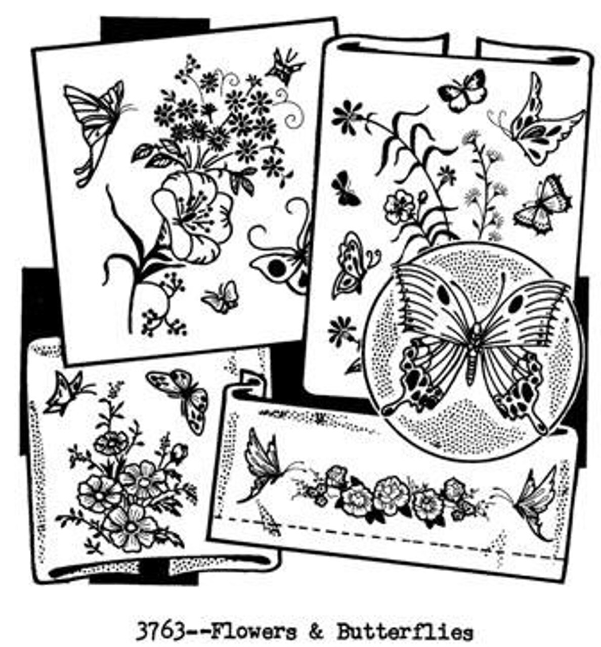 Aunt Martha's Flowers & Butterflies 3763 embroidery iron on pattern - Image 3