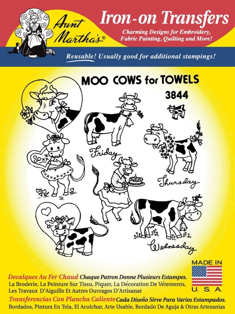 Aunt Martha's Cows & Horses 3833 embroidery iron on transfer