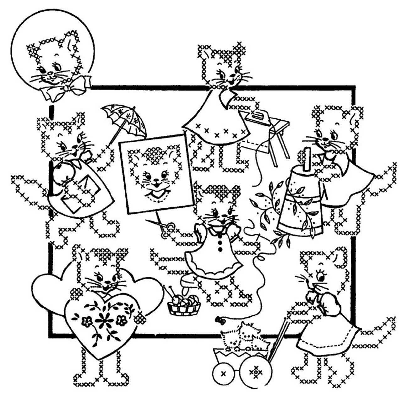 Aunt Martha's Purr-sonality Kat 3877 embroidery iron on pattern - Image 3