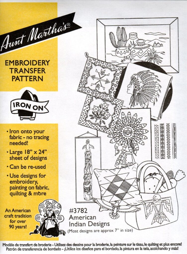 Aunt Martha's American Indian Designs 3782 embroidery iron on pattern