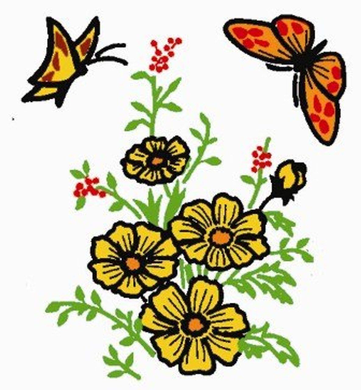 Aunt Martha's Flowers & Butterflies 3763 embroidery iron on pattern - Image 2