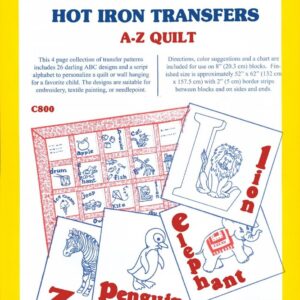 Aunt Martha's ABC Quilt C800 embroidery iron on pattern