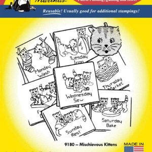 Aunt Martha's Mischievous Kittens 9180 embroidery iron on pattern