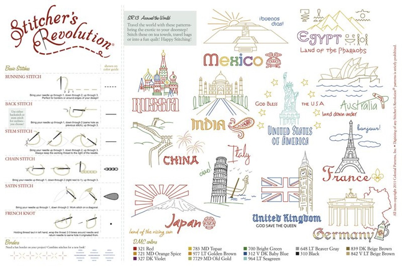 Stitcher's Revolution Stitcher's Revolution Around the World SR13 embroidery iron on pattern - Image 4