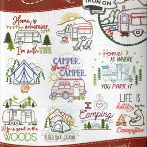 Stitcher's Revolution Camping Adventures SR33 embroidery iron on pattern