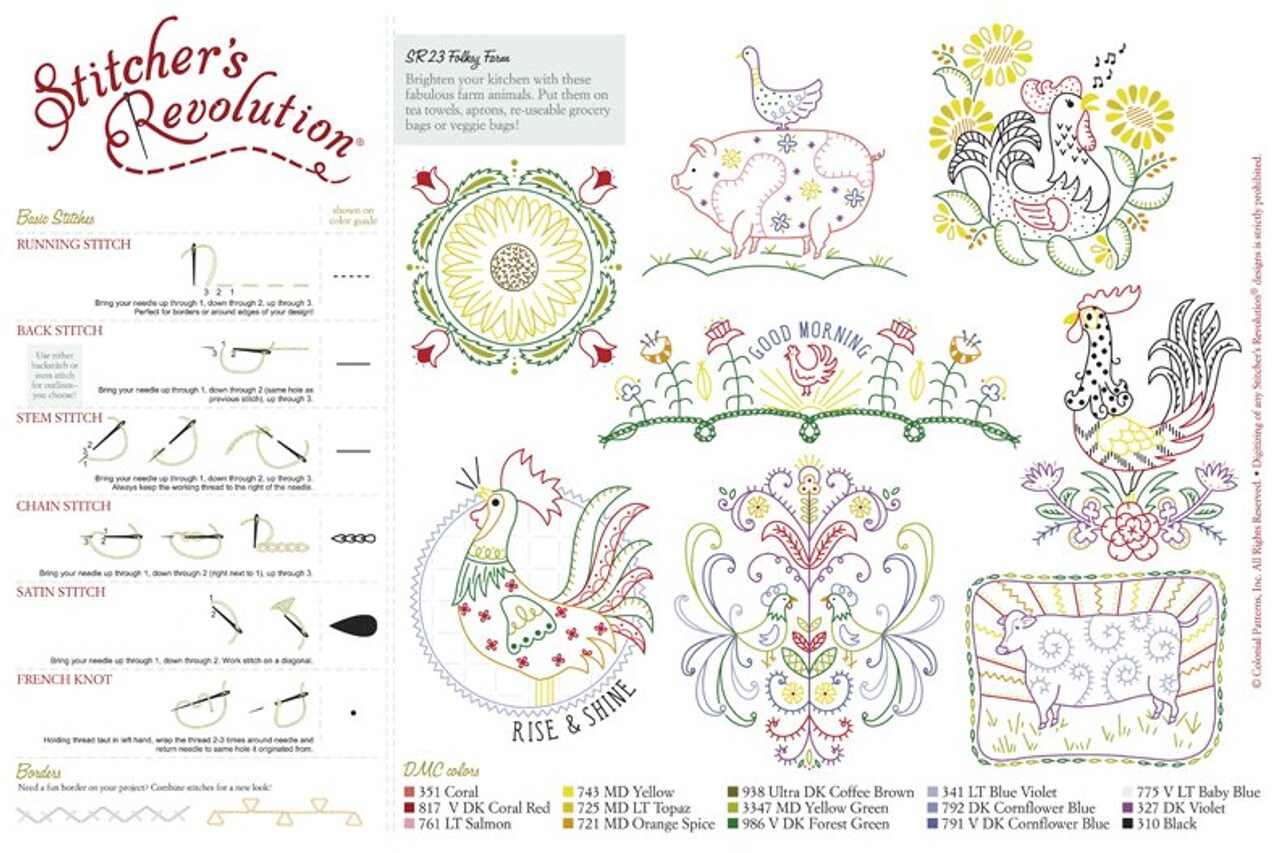 Stitcher's Revolution Folksy Farm SR23 embroidery iron on pattern - Image 4