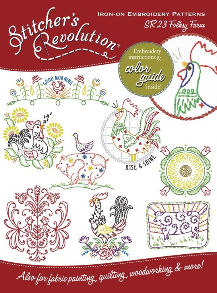Stitcher's Revolution Folksy Farm SR23 embroidery iron on pattern