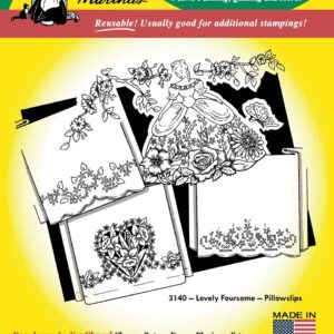 Lovely Foursome Pillow Slips Aunt Martha's Hot Iron Embroidery Transfer 3140
