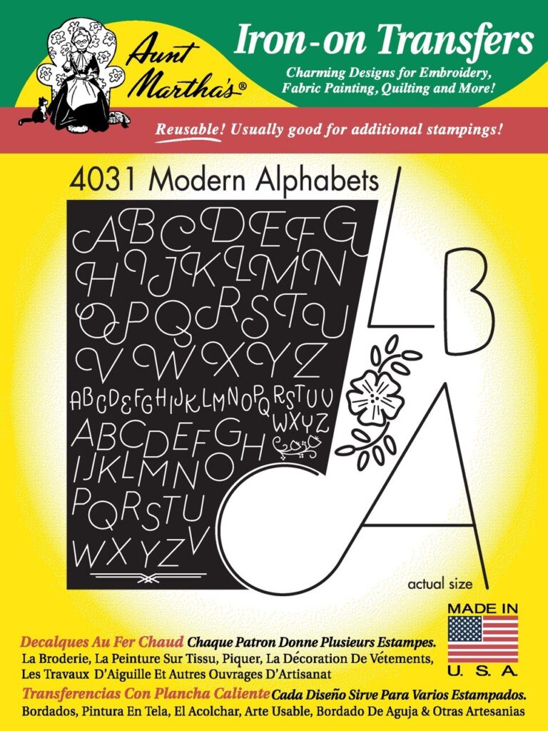 Aunt Martha's Modern Alphabet 4031 embroidery iron on pattern
