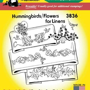 Aunt Martha's Hummingbirds & Flowers 3836 embroidery iron on pattern