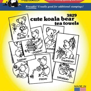 Aunt Martha's Koala Bear Tea Towels 3829 embroidery iron on pattern