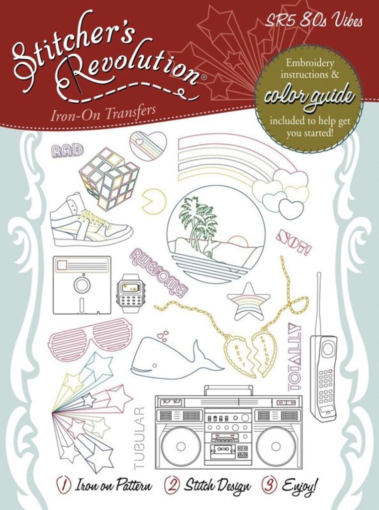 Stitchers Revolution 80s Vibes SR05 embroidery iron on pattern