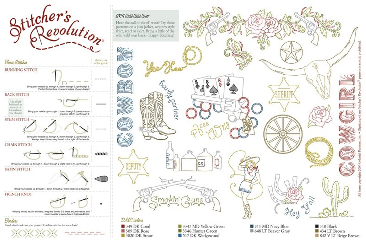Stitcher's Revolution Wild Wild West SR09 embroidery iron on pattern - Image 2