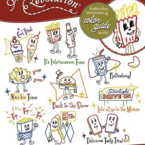 Stitcher's Revolution Movie Munchies SR15 embroidery iron on pattern