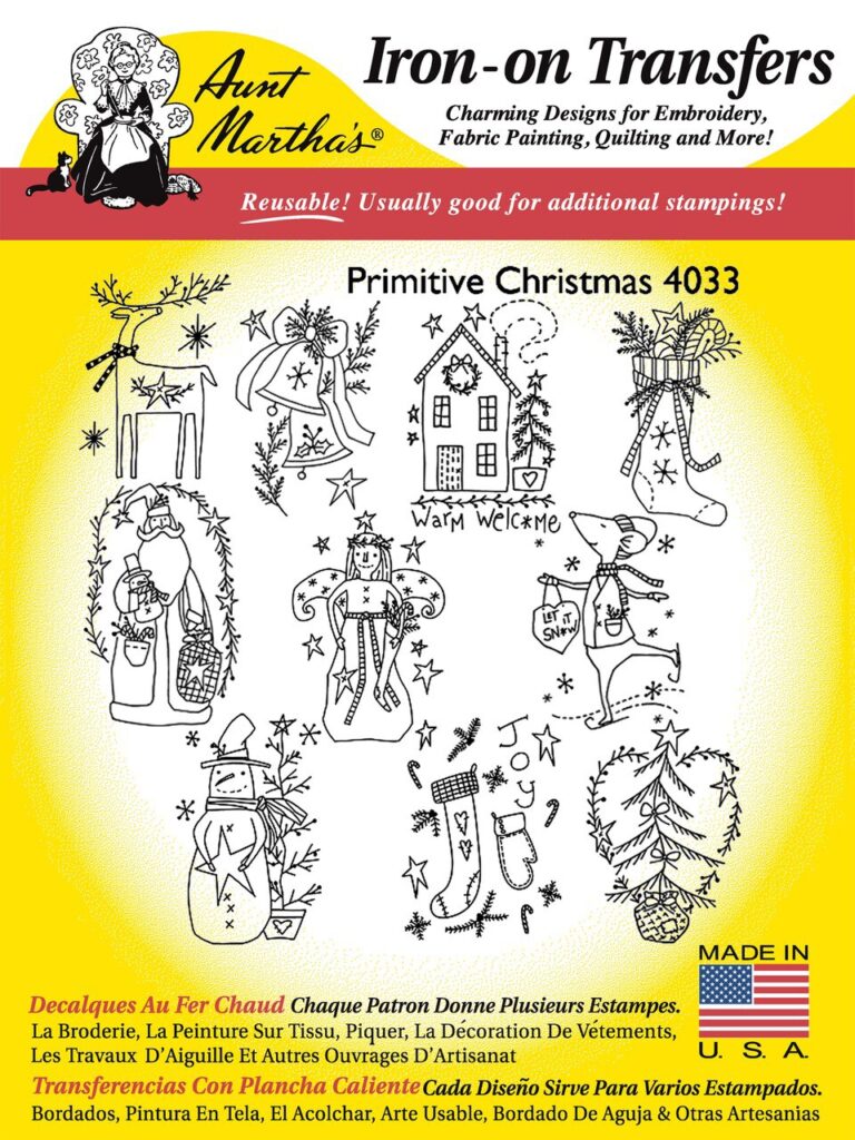 Aunt Martha's Primitive Christmas 4033 embroidery iron on pattern